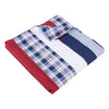 50 x 60 Quilted Throw Blanket, Cotton Fill, Solid, Plaid Stripes, Red, Blue By Casagear Home