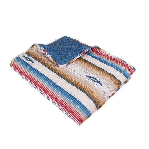 Rey Throw Blanket | 50 x 60 | Quilted | Ivory Multicolor Chevron Stripes