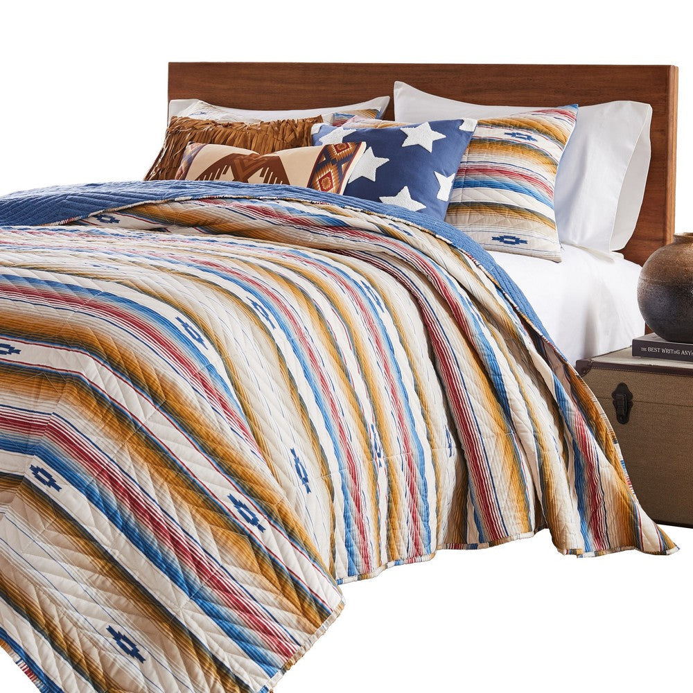 Rey 3pc Full Queen Quilt and Pillow Sham Set Multicolor Chevron Design By Casagear Home BM319651