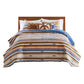 Rey 3pc Cal King Quilt and Pillow Sham Set, Ivory Multicolor Chevron Design By Casagear Home