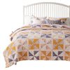 Jey 2pc XL Twin Quilt and Pillow Sham Set, Patchwork Pinwheel Print, Peach By Casagear Home