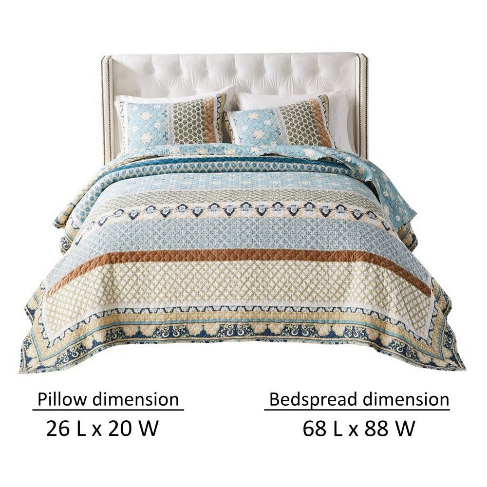 Ello 2pc XL Twin Quilt and Pillow Sham Set Bohemian Print Multicolor By Casagear Home BM319671