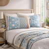 Ello 26 Inch Quilted Standard Pillow Sham, Bohemian Print Blue and White By Casagear Home
