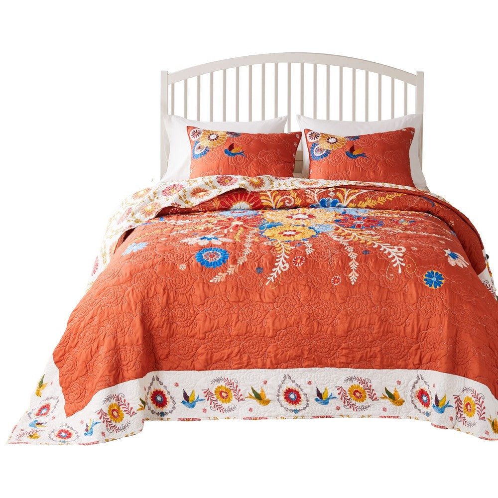 Xan 3pc King Bedspread and Pillow Sham Set Bouquet Print Multicolor By Casagear Home BM319679