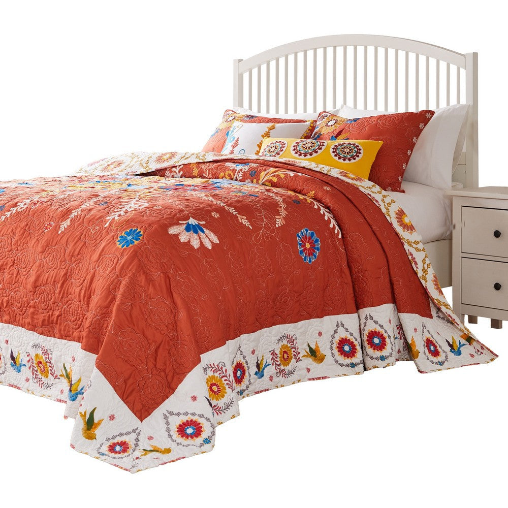 Xan 3pc Queen Bedspread and Pillow Sham Set Bouquet Print Multicolor By Casagear Home BM319680