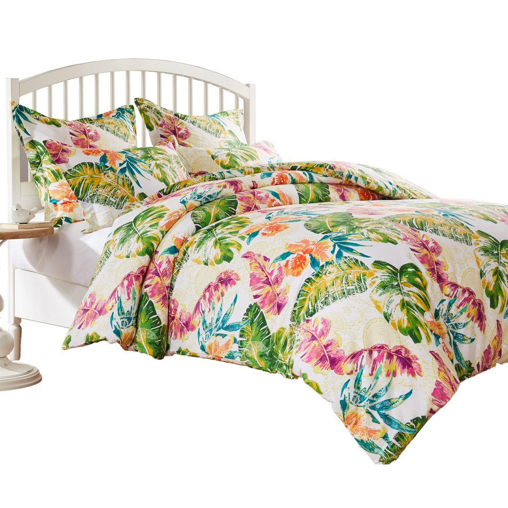 Heli 3pc Full to Queen Duvet and Pillow Sham Set Multicolor Tropical Print By Casagear Home BM319682