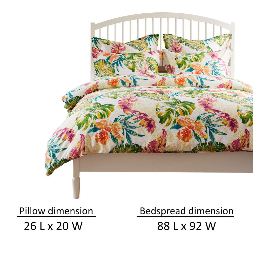 Heli 3pc Full to Queen Duvet and Pillow Sham Set Multicolor Tropical Print By Casagear Home BM319682