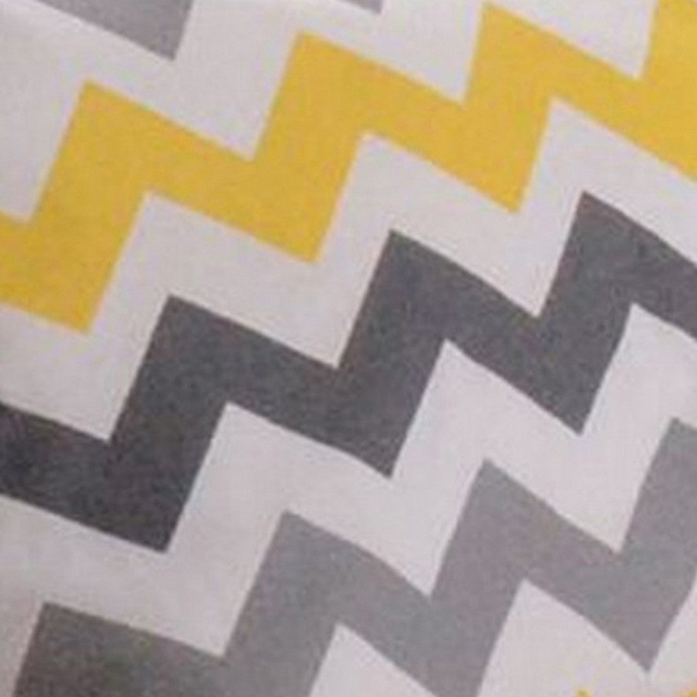 36 Inch Quilted King Pillow Sham Chevron Geometric Print Yellow Gray By Casagear Home BM319684