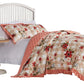 Lire 3pc Full to Queen Quilt and Pillow Sham Set Windflowers Red White By Casagear Home BM319685