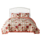 Lire 3pc Full to Queen Quilt and Pillow Sham Set, Windflowers Red, White By Casagear Home