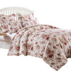 Rosle 2pc Twin Duvet Cover Set Pillow Sham Ivory and Red Floral Cotton By Casagear Home BM319697