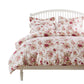 Rosle 2pc Twin Duvet Cover Set, Pillow Sham, Ivory and Red Floral Cotton By Casagear Home