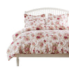 Rosle 2pc Twin Duvet Cover Set, Pillow Sham, Ivory and Red Floral Cotton By Casagear Home