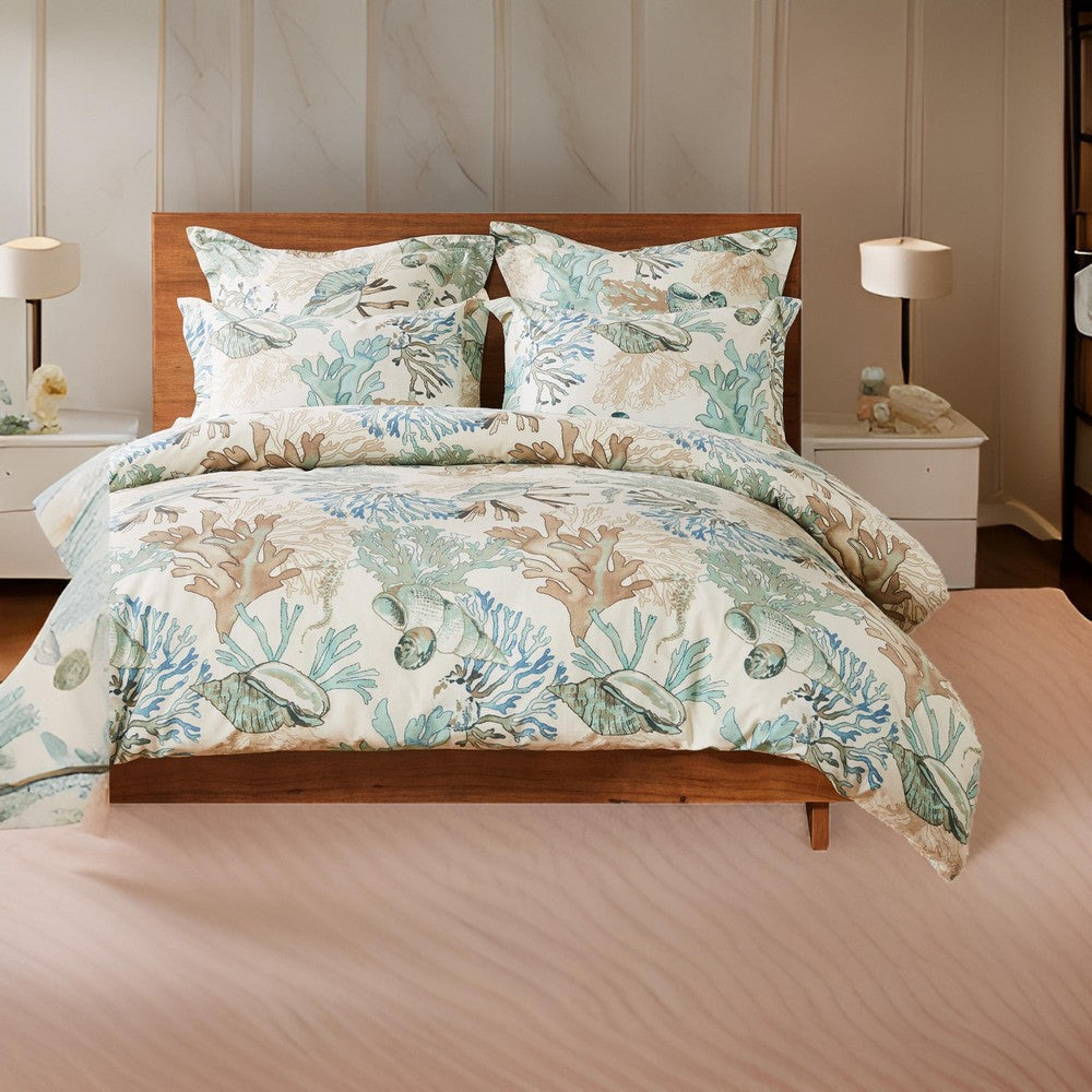 Wade 2pc Twin Duvet Cover Set with Sham Jade Blue Coastal Design Cotton By Casagear Home BM319700