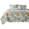 Wade 3pc Full/Queen Quilt Set with Sham, Jade Blue Coastal Microfiber By Casagear Home