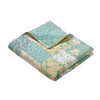 Evane Throw Blanket | Quilted | Mist Blue White | Floral Cotton