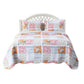 Vanie 3pc King Quilt Set, Pillow Shams, Scalloped, Blue White Pink Cotton By Casagear Home