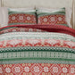 Reindeer 3pc King Size Quilt Set Dutch Velvet Back Red Green Christmas By Casagear Home BM319718