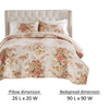 Givi 3pc Full/Queen Quilt Set Floral Pattern Beige Buttercup Cotton By Casagear Home BM319721