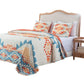 Izon 3pc Full/Queen Quilt Set Diamond Tuft Turquoise Blue and Orange By Casagear Home BM319723