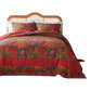 Lewi 3pc King Quilt Set, Kantha Style Dark Red Floral Cotton Microfiber By Casagear Home