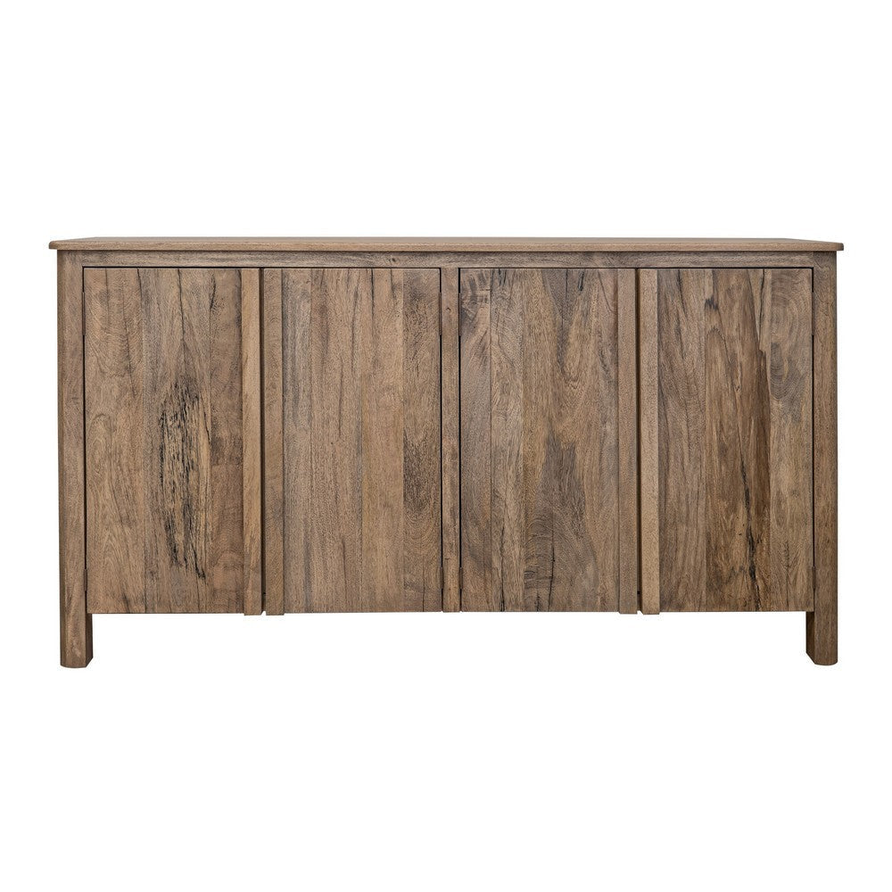 Gena 73 Inch Sideboard Buffet Console 4 Doors Brown Solid Mango Wood By Casagear Home BM319734