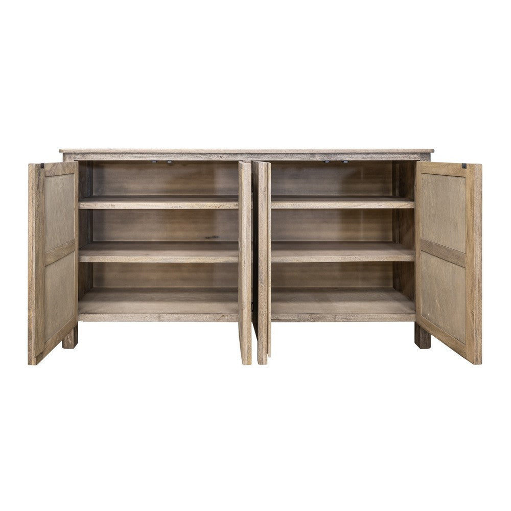 Gena 73 Inch Sideboard Buffet Console 4 Doors Brown Solid Mango Wood By Casagear Home BM319734