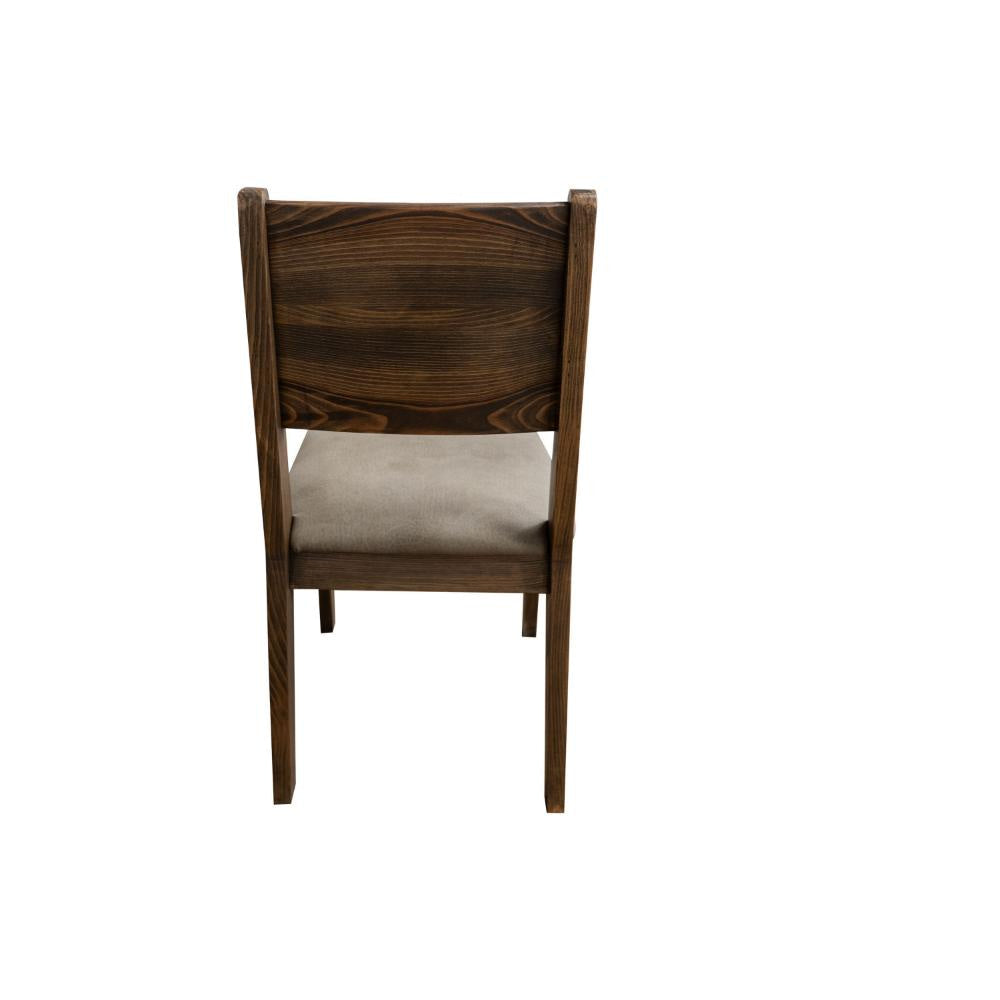 Loe Dining Side Chair Set of 2 Panel Backrest Gray Faux Leather Brown By Casagear Home BM319736