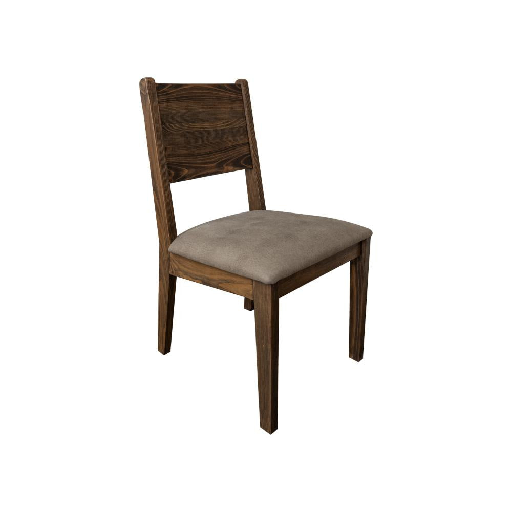 Loe Dining Side Chair Set of 2 Panel Backrest Gray Faux Leather Brown By Casagear Home BM319736