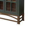 Oby 75 Inch Accent Cabinet Arched Glass Door Bronze Metal Base Green By Casagear Home BM319738