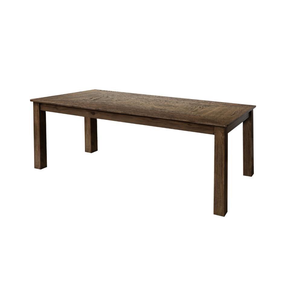 Loe Dining Table 79 Inch Rectangular Top Farmhouse Brown Solid Wood By Casagear Home BM319742