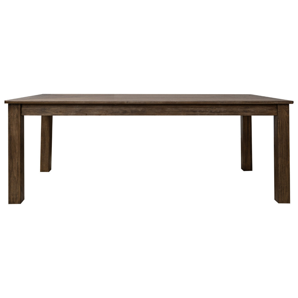 Loe Dining Table, 79 Inch Rectangular Top, Farmhouse Brown Solid Wood By Casagear Home