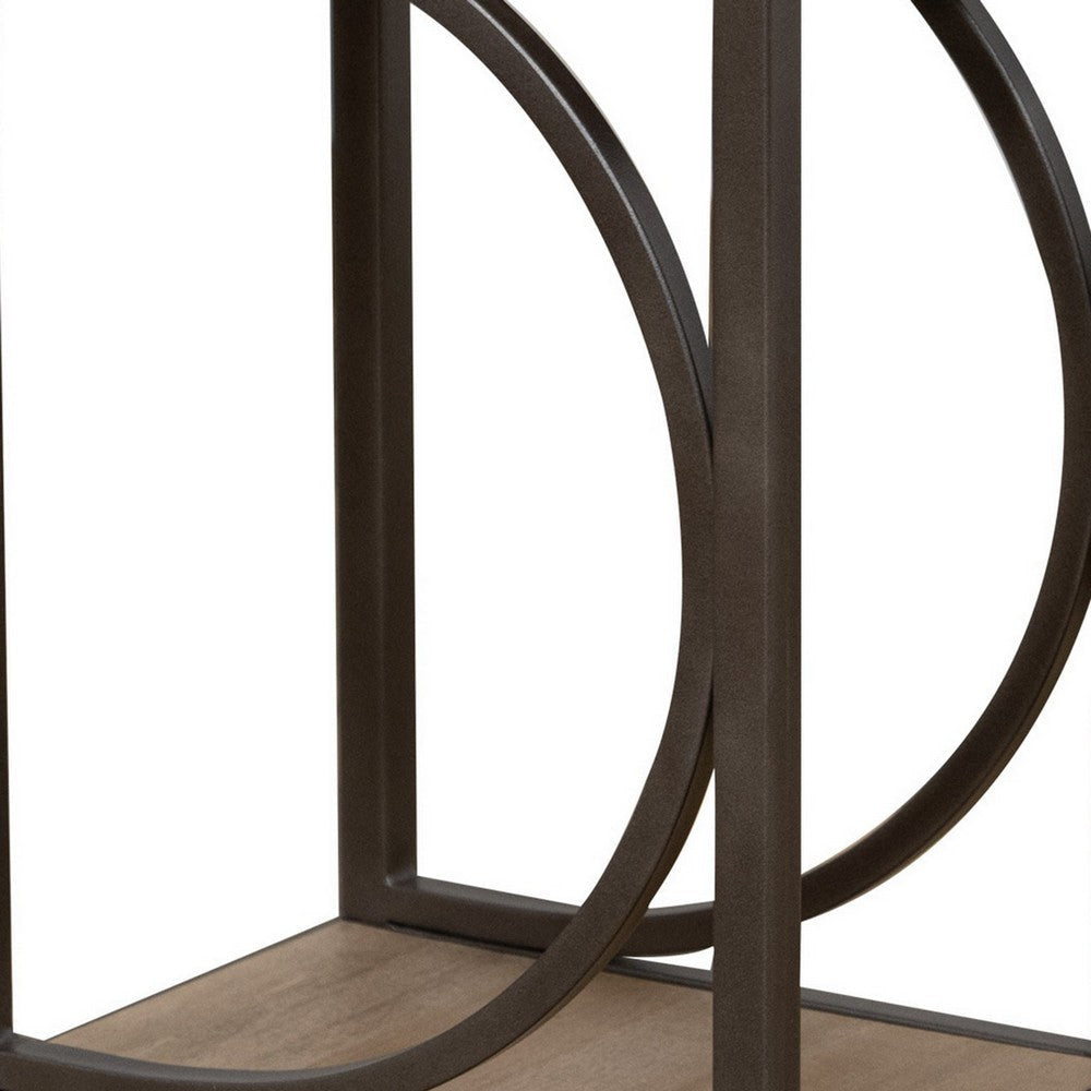 Dria Accent Side Table 18 Inch Brown Solid Wood Top Black Metal By Casagear Home BM319744