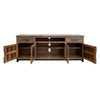 Umey 80 Inch TV Media Console Open Center Shelf 2 Doors Brown Solid Wood By Casagear Home BM319745