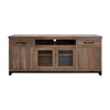 Umey 80 Inch TV Media Console Open Center Shelf 2 Doors Brown Solid Wood By Casagear Home BM319745