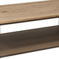 Dria Coffee Table Bottom Shelf 50 Inch Brown Solid Wood Top Arc Base By Casagear Home BM319748