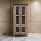 Nite 70 Inch Accent Cabinet with 4 Rustic Glass Doors Brown Solid Wood By Casagear Home BM319749