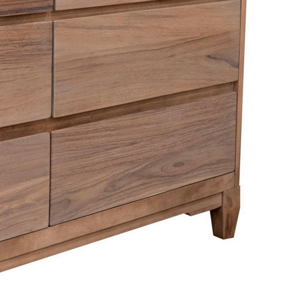 Hyn Wide Dresser 6 Drawers Tapered Legs Farmhouse Brown Solid Wood By Casagear Home BM319750