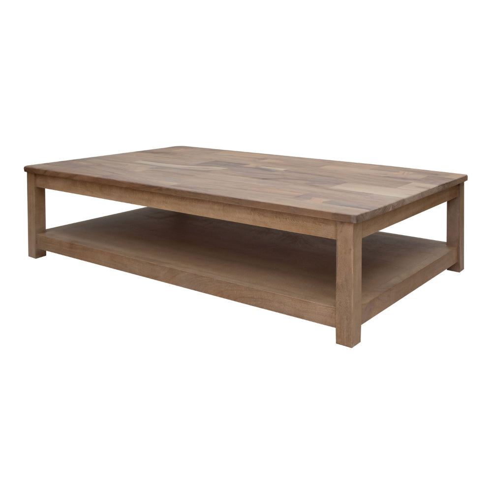 Umey Cocktail Coffee Table 67 Inch Rectangular Shelf Brown Mango Wood By Casagear Home BM319752