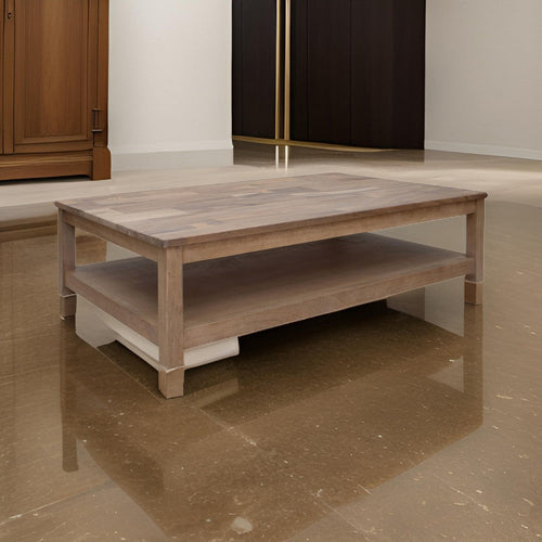 Umey Cocktail Coffee Table, 67 Inch Rectangular, Shelf, Brown Mango Wood By Casagear Home