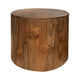 Eray Side End Table 26 Inch Round Drum Top Brown Solid Mango Wood By Casagear Home BM319754