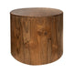 Eray Side End Table 26 Inch Round Drum Top Brown Solid Mango Wood By Casagear Home BM319754