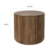 Eray Side End Table 26 Inch Round Drum Top Brown Solid Mango Wood By Casagear Home BM319754