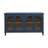 Nove 71 Inch Buffet Console Gold Metal Knobs Arch Doors Blue Solid Wood By Casagear Home