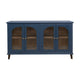 Nove 71 Inch Buffet Console Gold Metal Knobs Arch Doors Blue Solid Wood By Casagear Home