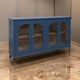Nove 71 Inch Buffet Console, Gold Metal Knobs, Arch Doors, Blue Solid Wood By Casagear Home