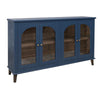 Nove 71 Inch Buffet Console Gold Metal Knobs Arch Doors Blue Solid Wood By Casagear Home