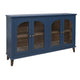 Nove 71 Inch Buffet Console Gold Metal Knobs Arch Doors Blue Solid Wood By Casagear Home