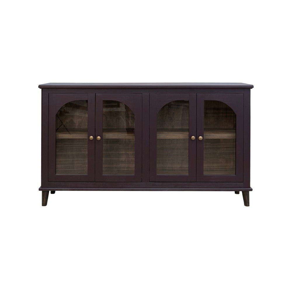 Nove 71 Inch Sideboard Console Gold Metal Knobs Arch Doors Purple Solid Wood By Casagear Home