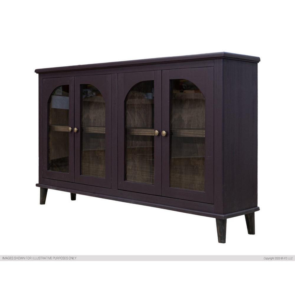 Nove 71 Inch Sideboard Console Gold Metal Knobs Arch Doors Purple Solid Wood By Casagear Home BM319758